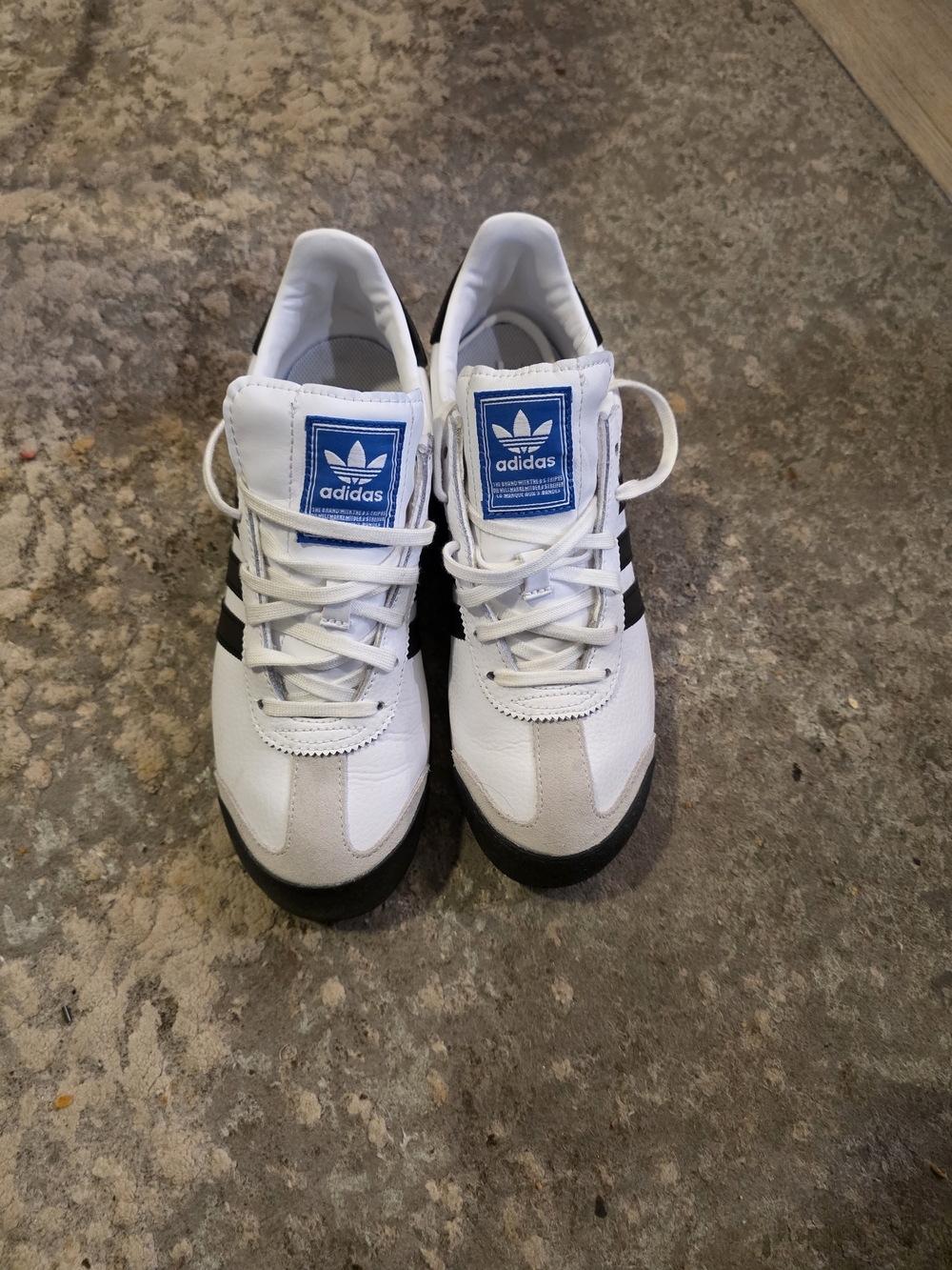 Adidas White & Black Sneakers with Blue Logo